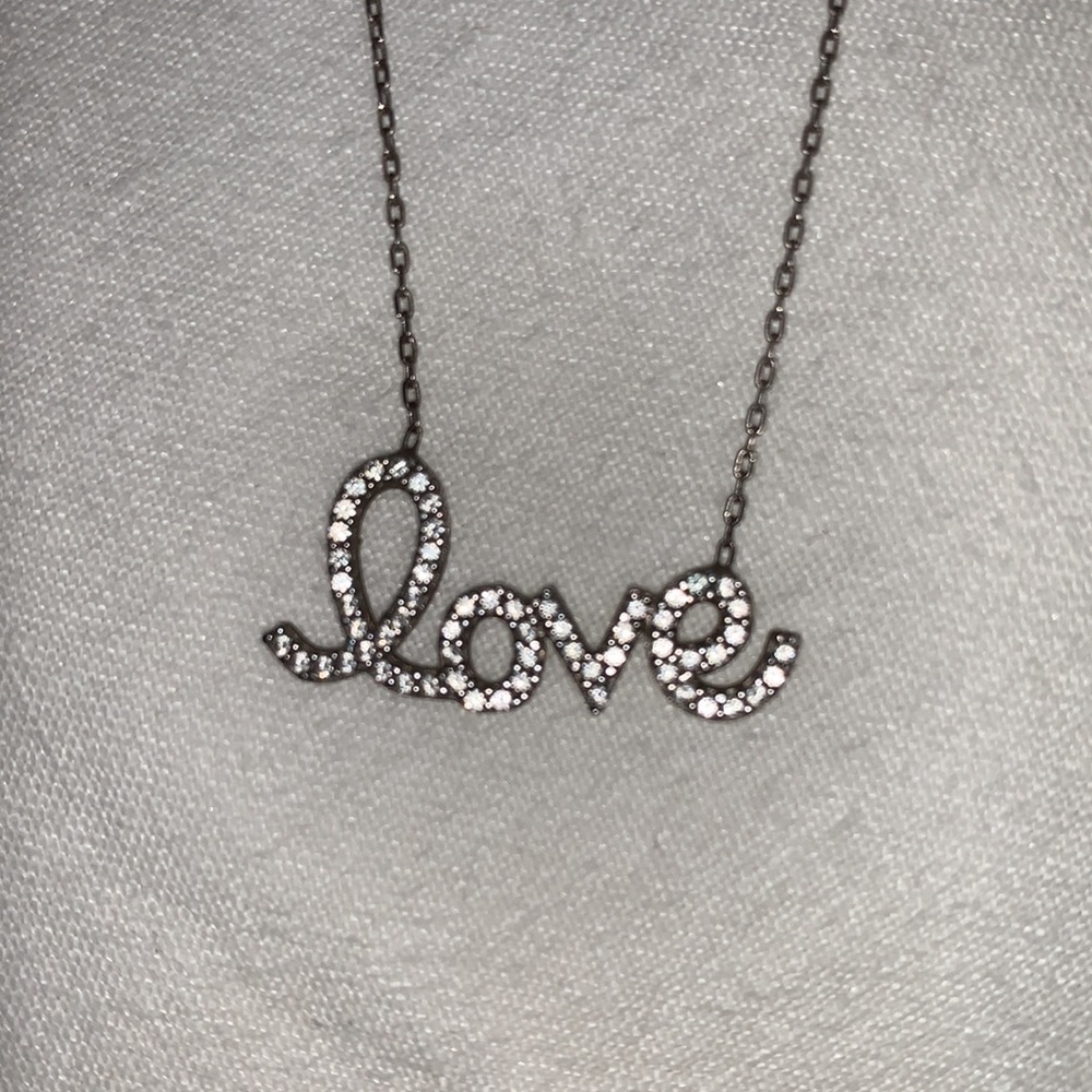 Silver love diamond necklace